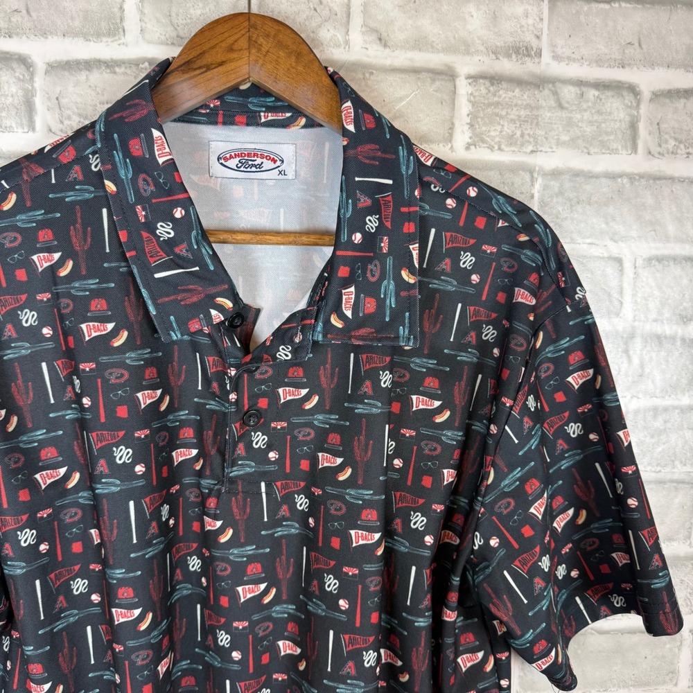 Arizona Diamondbacks Sanderson Ford Polo Shirt Mens XL Black All Over Print MLB